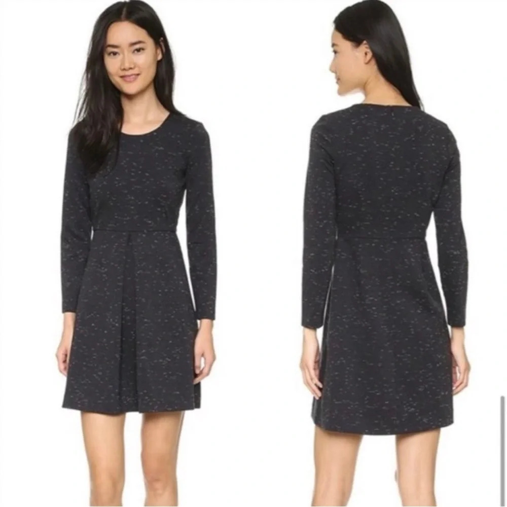 Madewell Black Long Sleeve Gia Marled Concept Mini Dress Charcoal Black Size 6